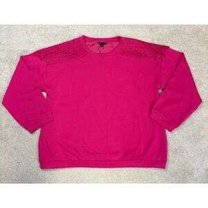 NWT Joh Apparel Lace Shoulder Pink Sweatshirt Size 1XL